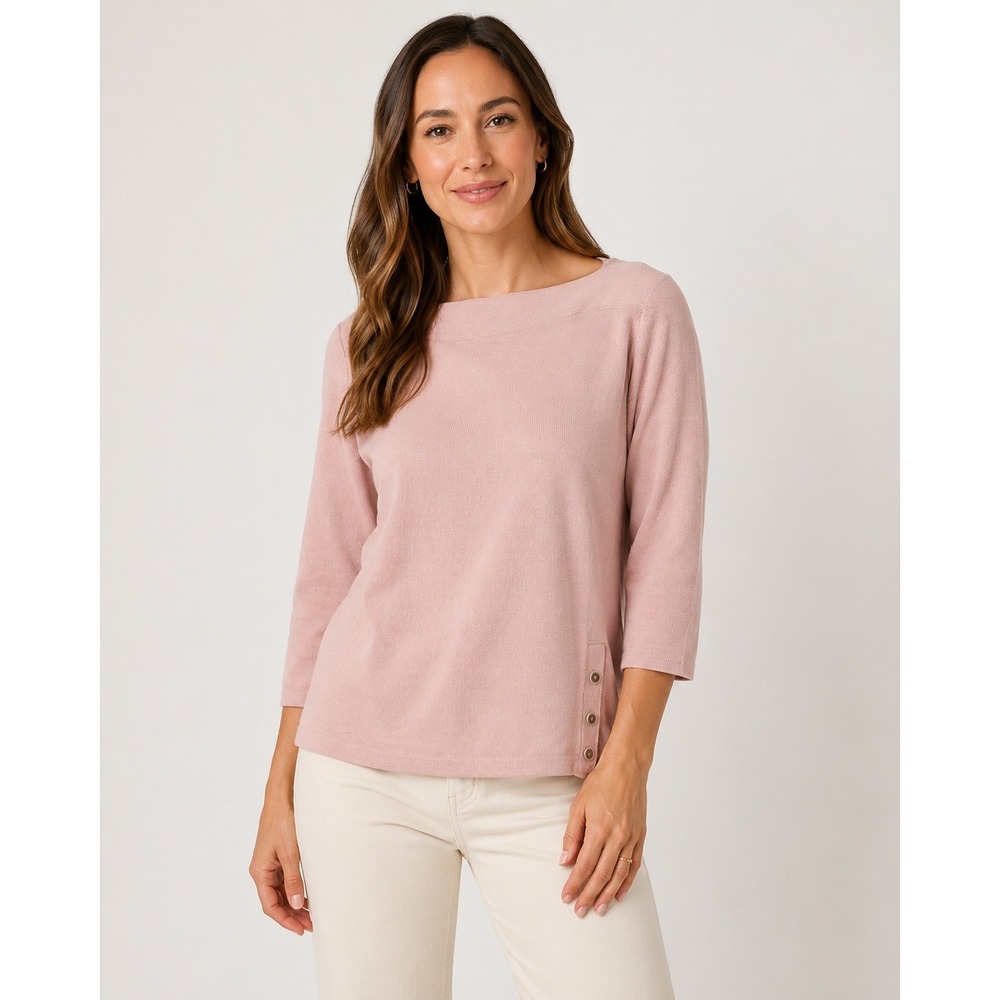 J. Jill Wearever Collection Pink Boat Neck Button Side Sweater XL